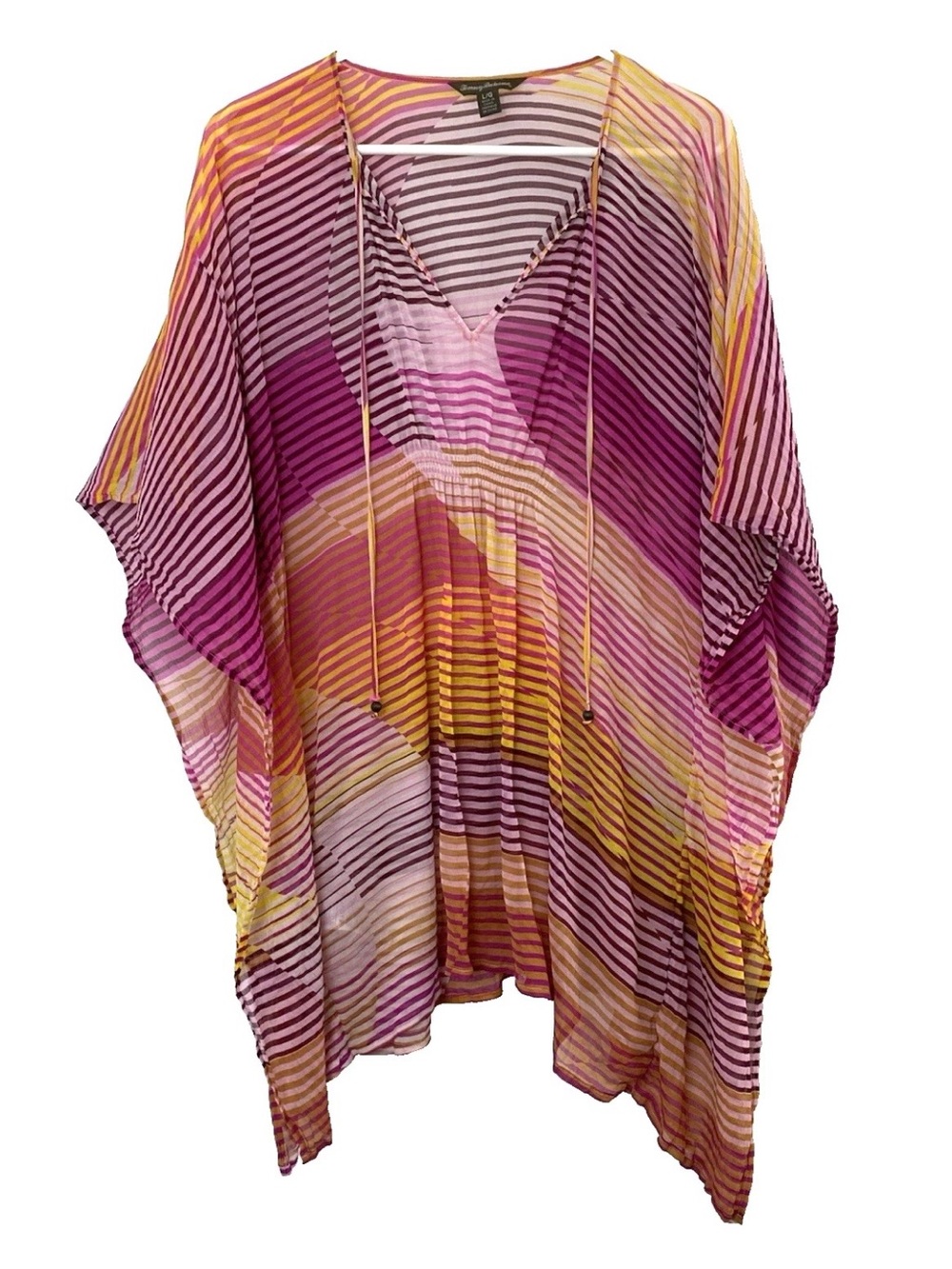 Tommy Bahama Pink Striped Silk Cover Up - Large